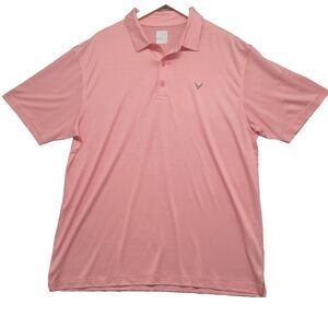 Callaway Opti-Dri Men’s Sz XL Coral Thin Striped Performance Golf Polo Shirt